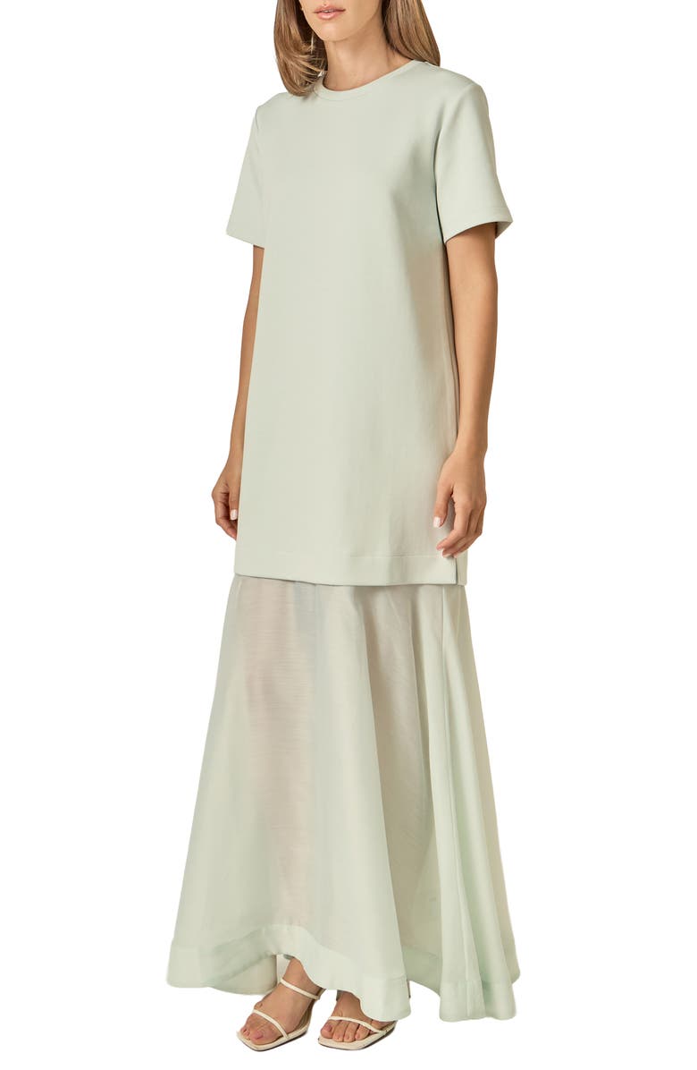 English Factory See Through Mixed Media Maxi Dress, Alternate, color, Mint
