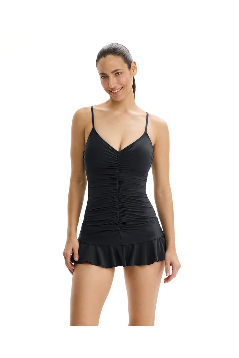 Tutti Frutti Shirred Swimdress, Main, color, Black