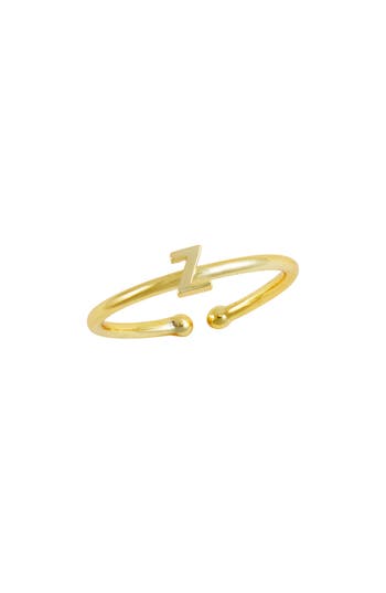 Savvy Cie Jewels 18k Yellow Gold Plated Initial Ring In Gold F