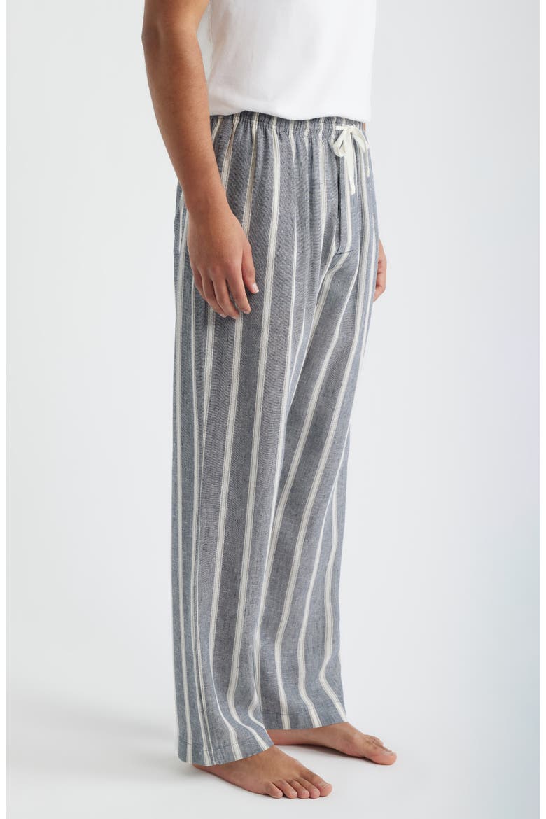 Textured Retreat Woven Cotton Drawstring Pajama Pants, Alternate, color, NAVY/ BEIGE