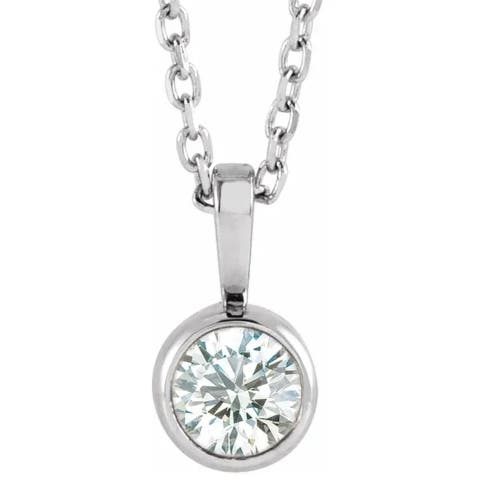Bliss Diamond 1/5ct Diamond Solitaire Necklace Bezel Pendant Available In White Gold