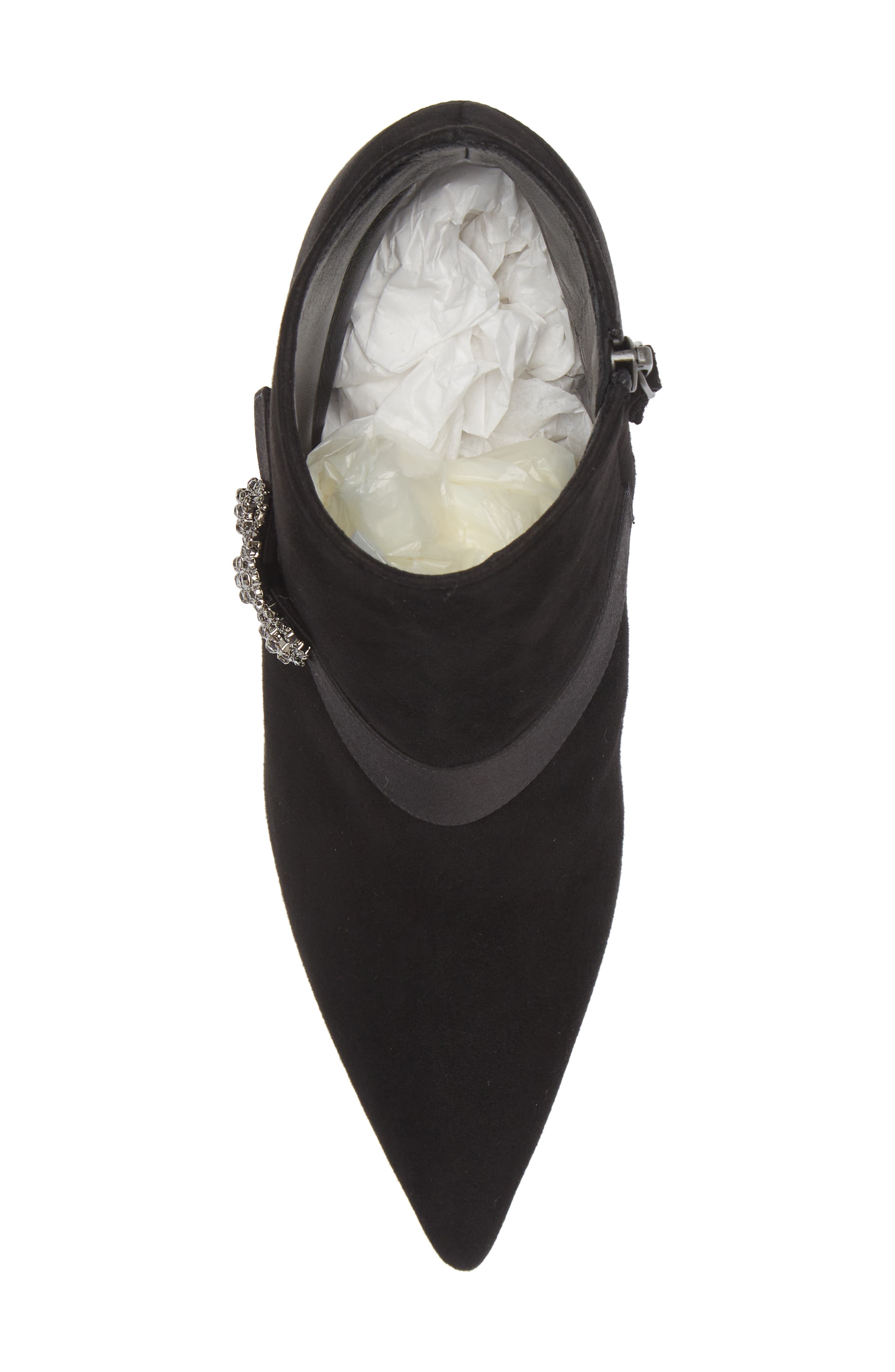 Manolo Blahnik Plinianu Crystal Buckle Pointed Toe Bootie, Alternate, color, 