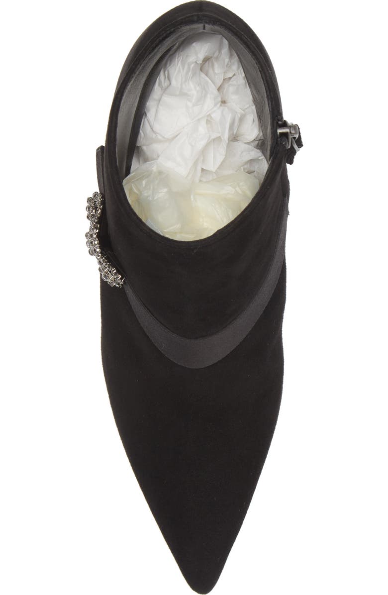 Manolo Blahnik Plinianu Crystal Buckle Pointed Toe Bootie, Alternate, color,