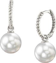 The Pearl Source White South Sea Pearl Hoop Via Earrings