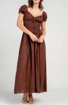Smocked Drop Waist Maxi Dress