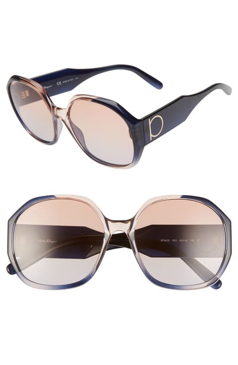 Salvatore Ferragamo Gancio 60mm Geometric Sunglasses