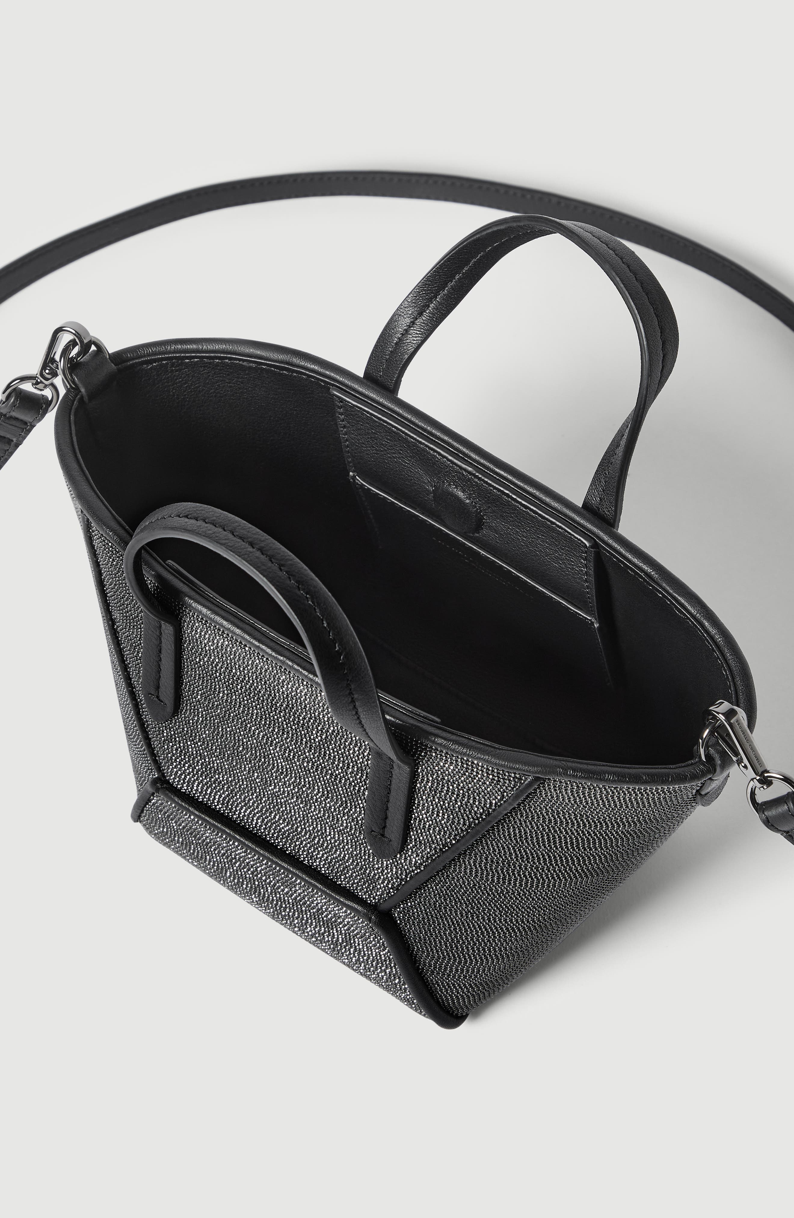 Brunello Cucinelli Precious BC Duo mini bag, Alternate, color, Black