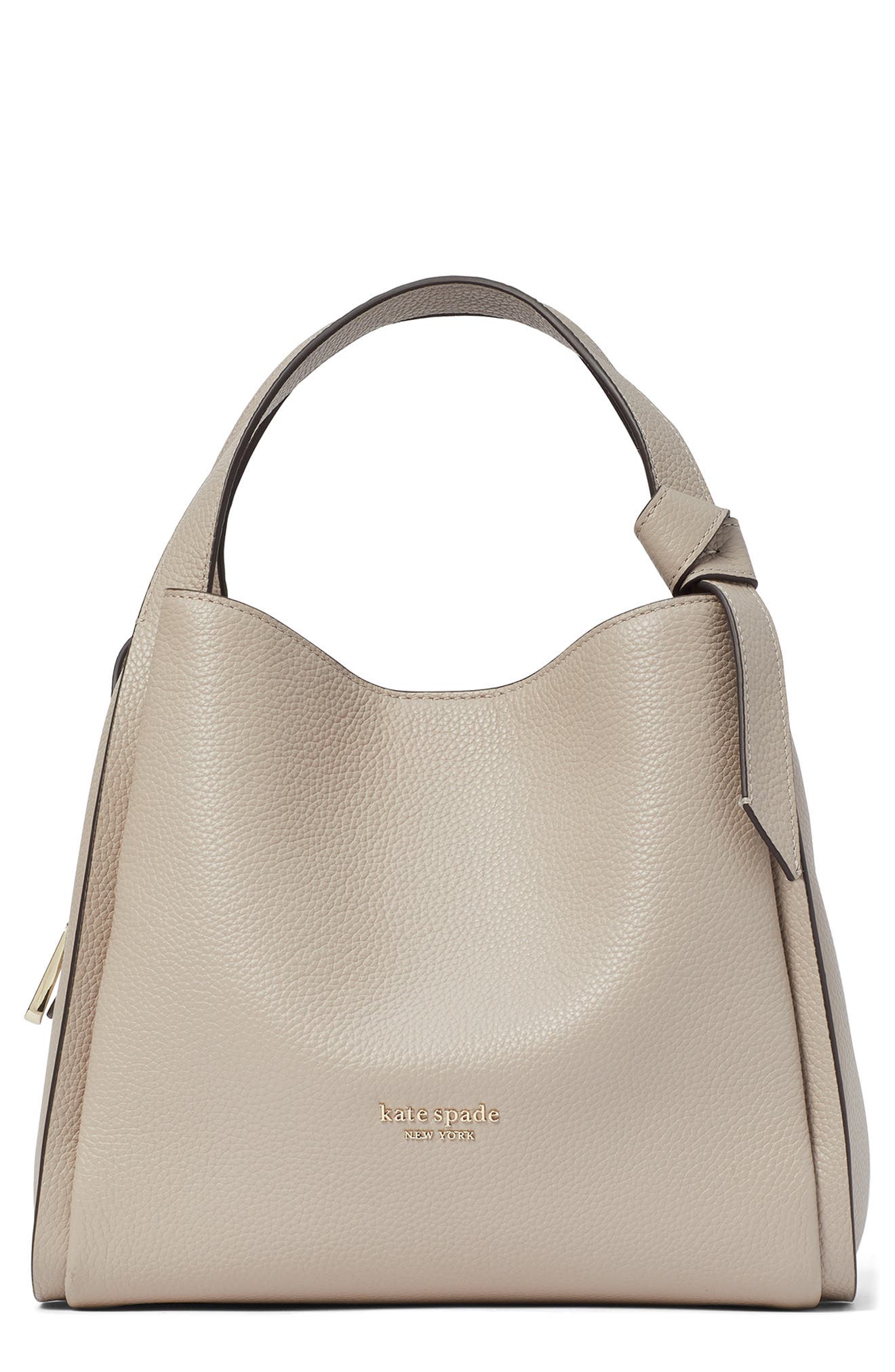 knott medium leather tote, Main, color, MUSHROOM CAP