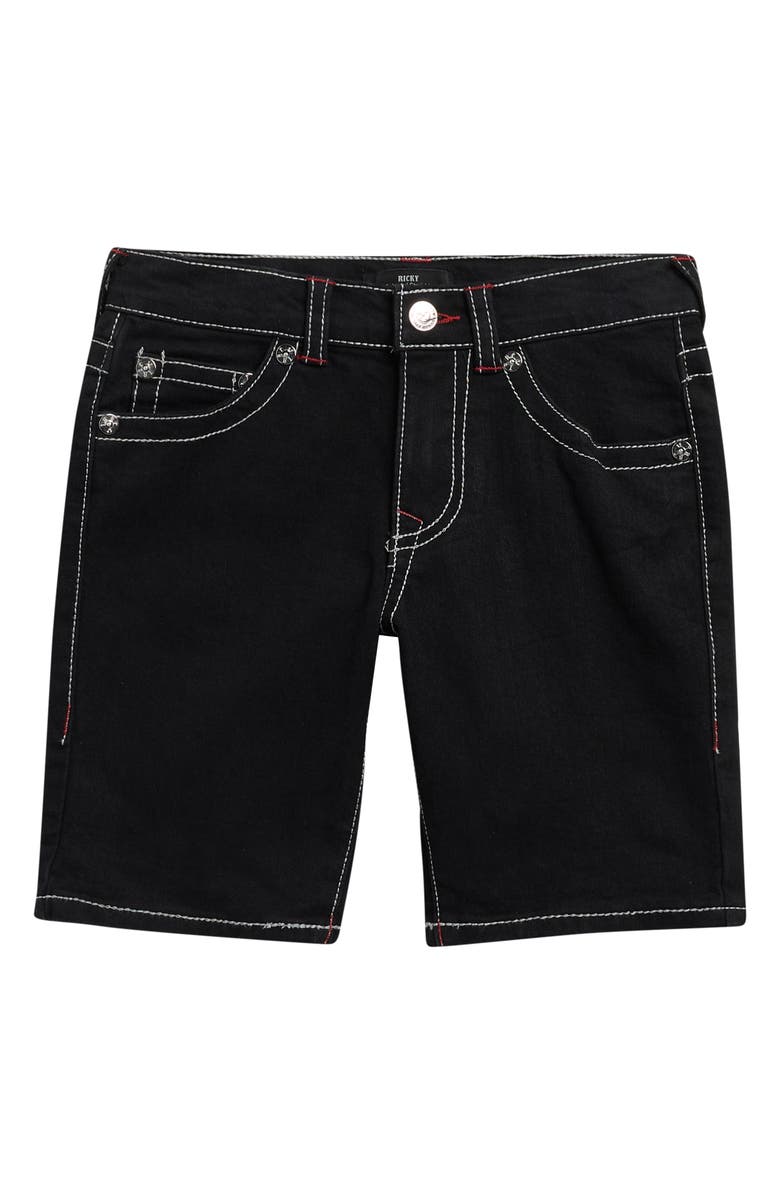 True Religion Kids' High Rise Denim Shorts, Main, color, Black