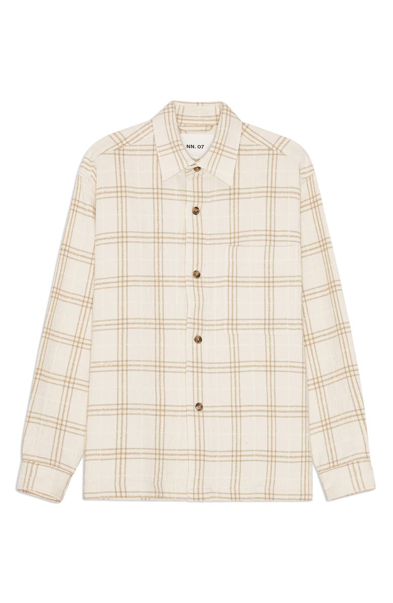 NN07 Adwin 50059 Plaid Recycled Cotton Blend Shirt Jacket, Alternate, color, Ivory