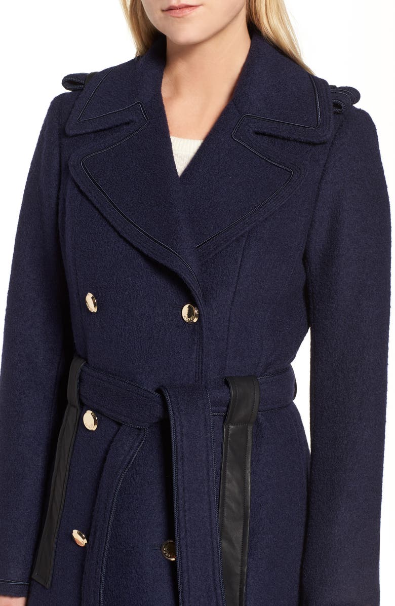 GUESS Boiled Wool Trench Coat, Alternate, color, 