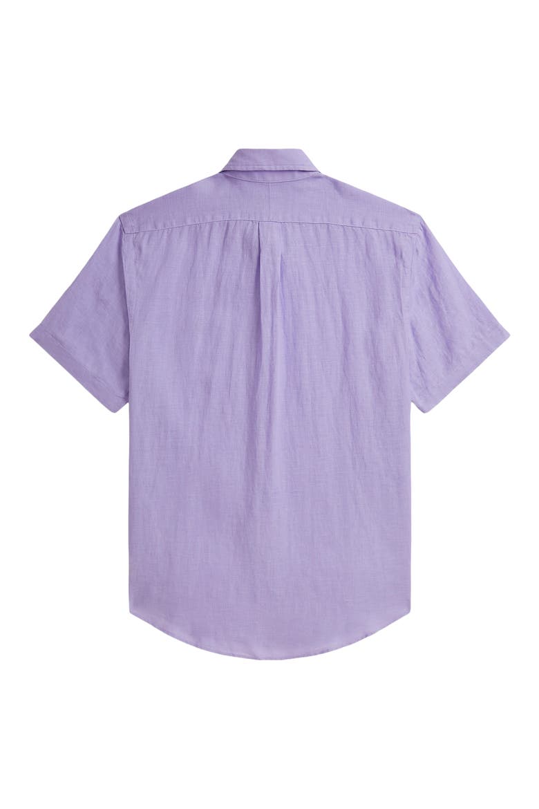 Classic Fit Short Sleeve Linen Button-Down Shirt, Alternate, color, SKY LAVENDER
