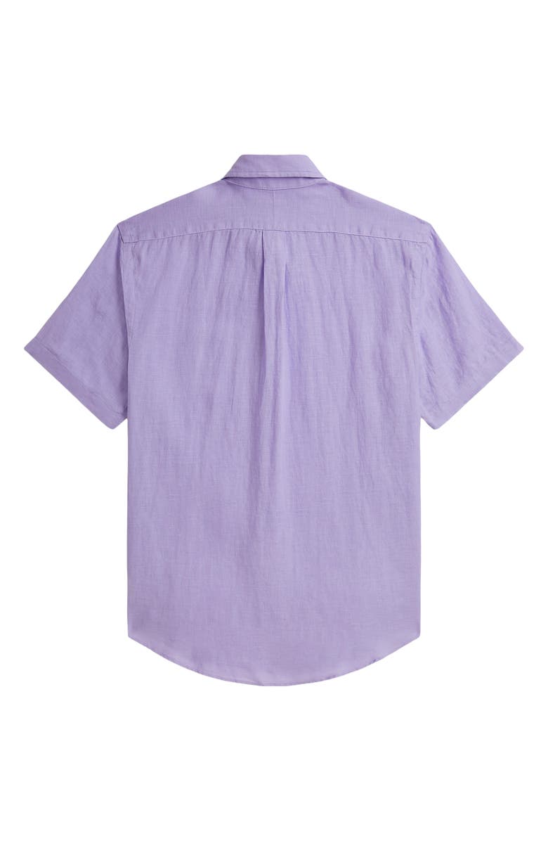 Polo Ralph Lauren Classic Fit Short Sleeve Linen Button-Down Shirt, Alternate, color, Sky Lavender