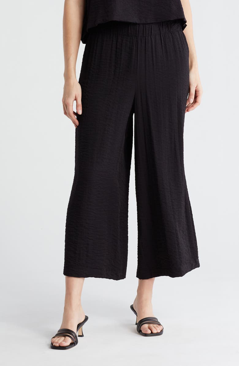 Adrianna Papell Crinkle Wide Leg Pull-On Pants, Main, color,