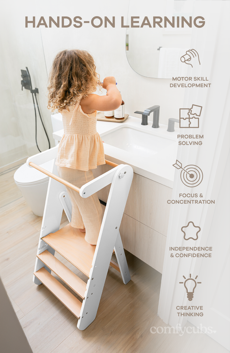 Comfy Cubs Kids Step Stool for Ages 3+, Alternate, color, White