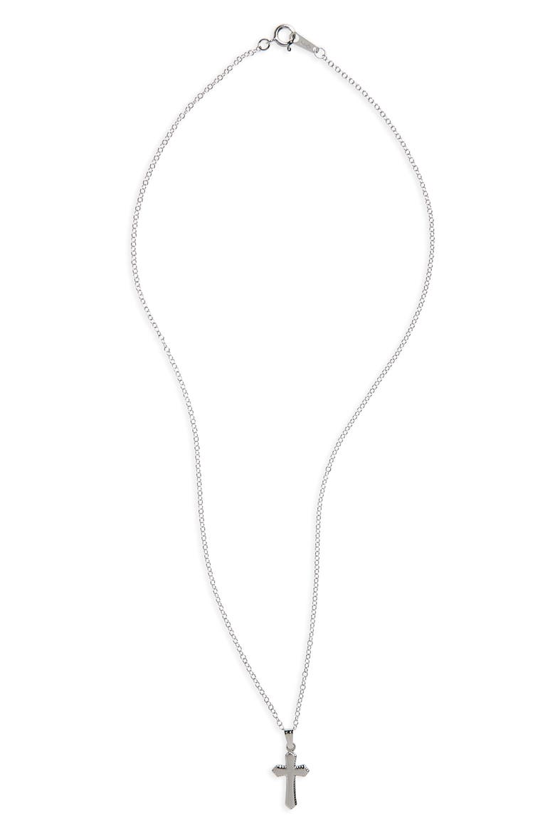 Bead Edge Silver Cross Pendant, Main, color, NO COLOR