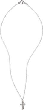 Mignonette Bead Edge Silver Cross Pendant
