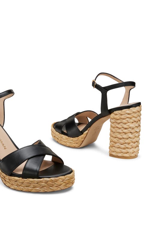 Stuart Weitzman Dayna Leather Crisscross Platform Sandals In Black/natural