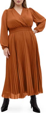 City Chic Sheer Finley Long Sleeve Chiffon Dress