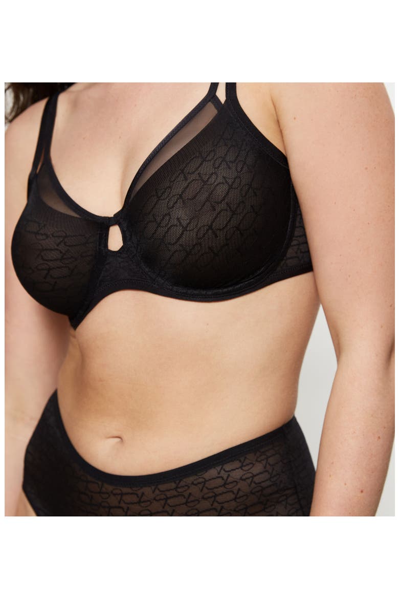 Signature Sheer Minimizer Bra, Alternate, color, Black