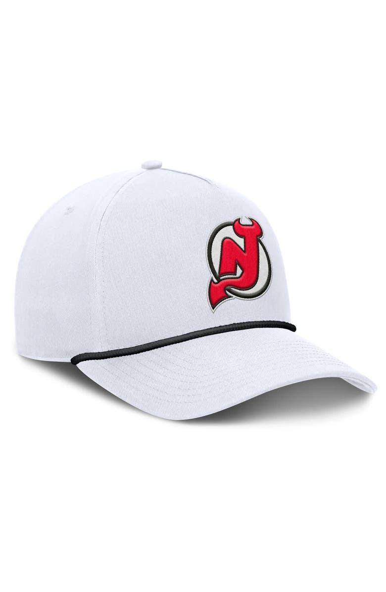 FANATICS Men's Fanatics White New Jersey Devils Rope A-Frame Adjustable Hat, Alternate, color, White
