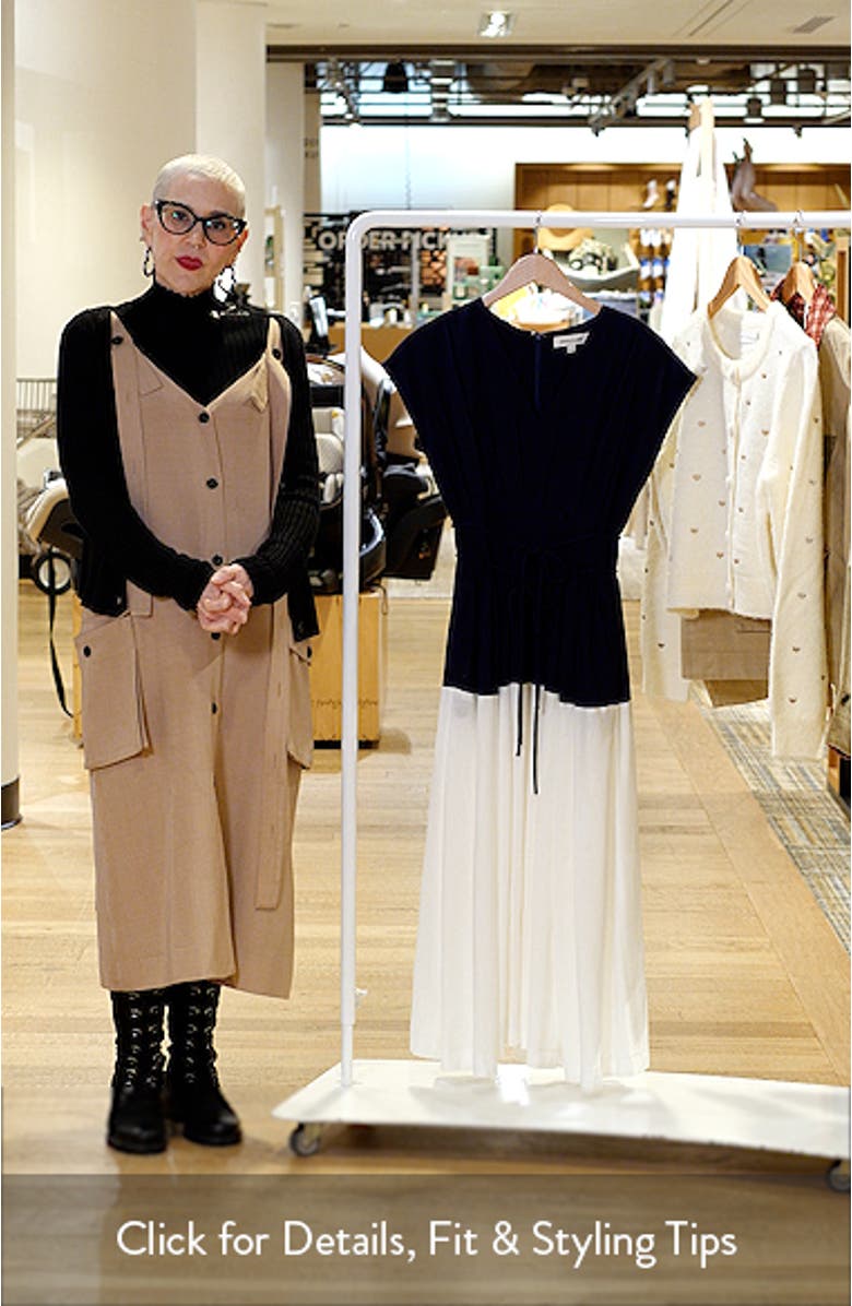 Colorblock Pleat Tie Belt Dress, sales video thumbnail