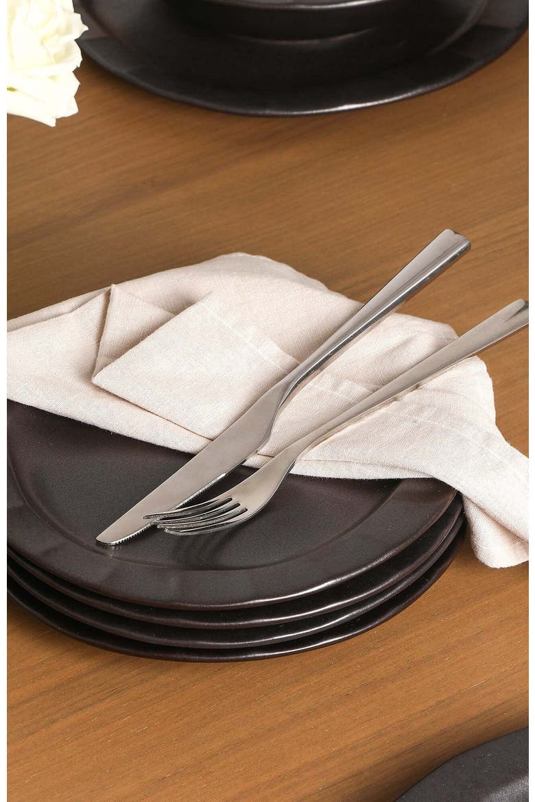 Oasis Stoneware 4-Piece Dinner Plate Set, Alternate, color, Black