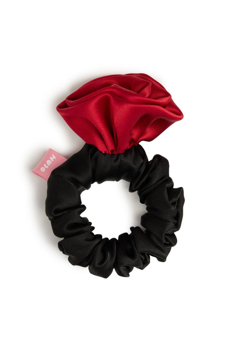 La Frida Rosa Silk Scrunchie, Main, color, Red