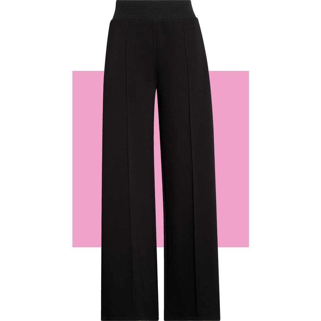 Theo And Spence Pleated Wide Leg Knit Pants In Black