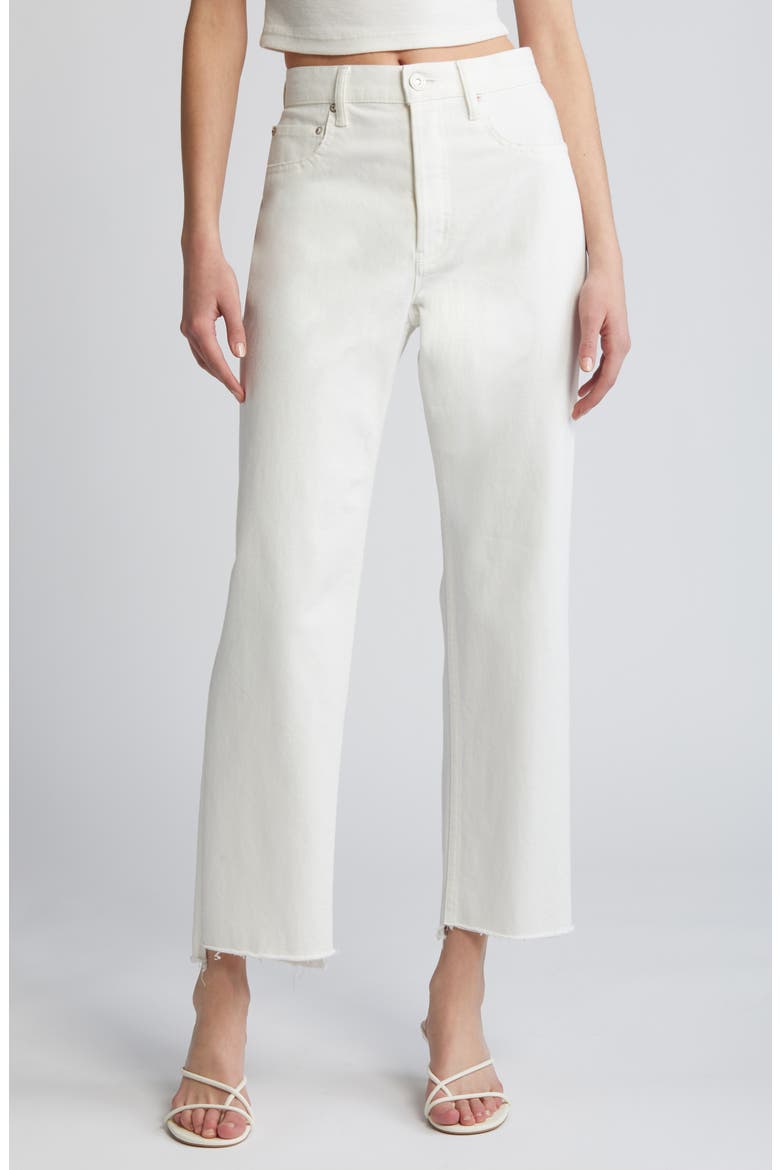 Amherst High Waist Step Raw Hem Wide Leg Jeans, Main, color, WHITE