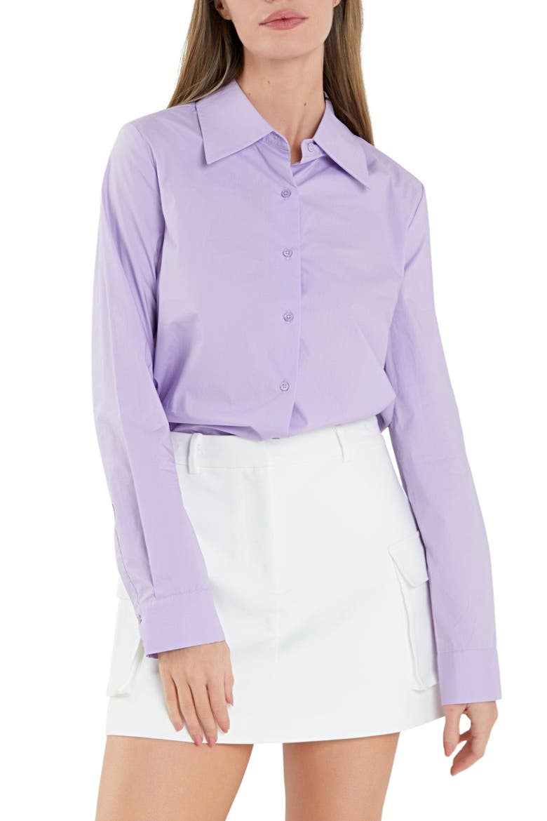 Accent Collar Poplin Shirt, Main, color, LAVENDER