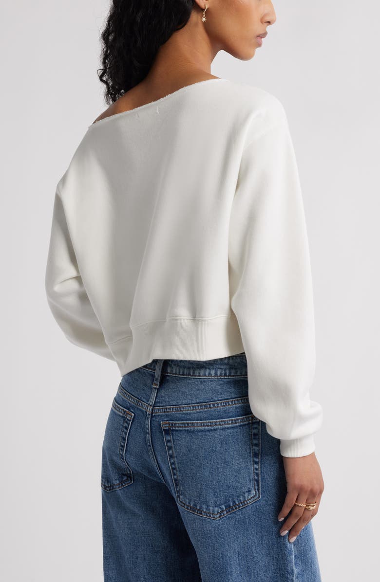 Off the Shoulder Crop Graphic Sweatshirt
