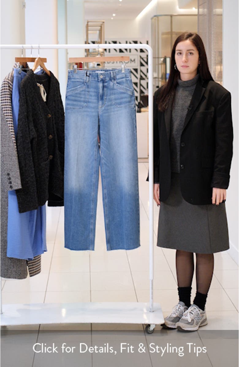 Anessa Raw Hem Welt Pocket High Waist Wide Leg Jeans, sales video thumbnail