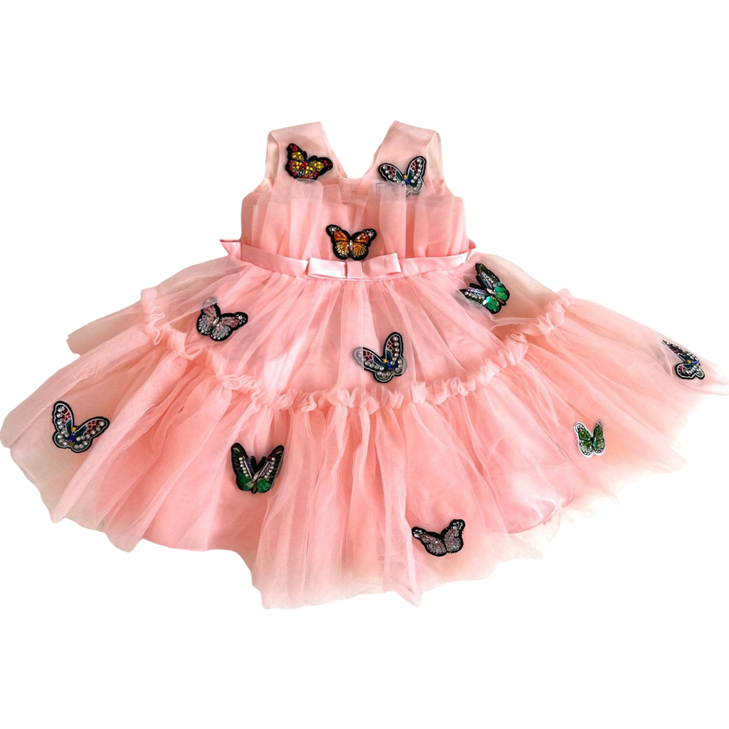 Lola + The Boys Butterfly Gem Tulle Dress in Pink  product