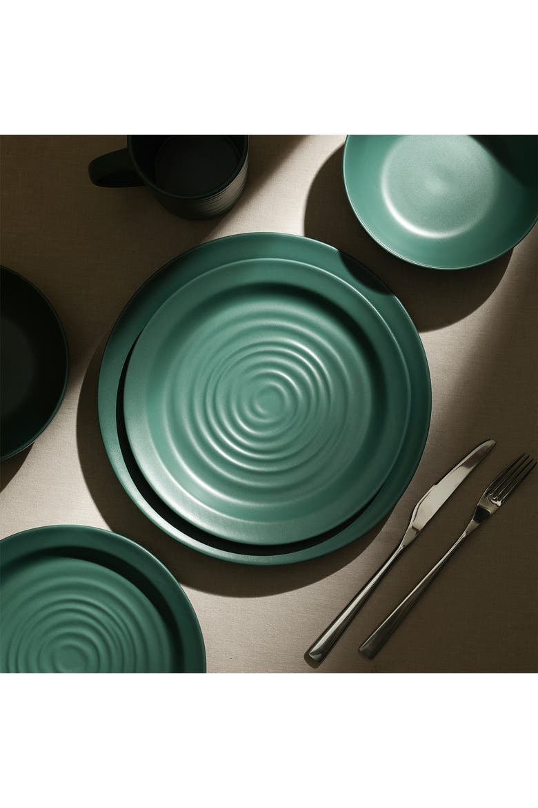 Orbit Stoneware 12-Piece Dinnerware Set with Cereal Bowls, Alternate, color, Green