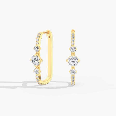 Starlight Lab Diamond Box Hoop in 14K Gold
