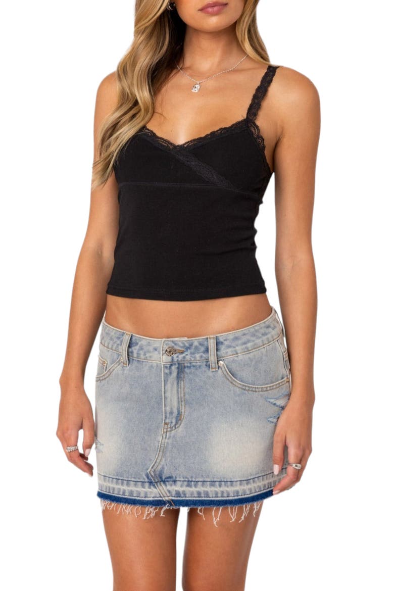 Amilia Lace Trim Camisole, Main, color, BLACK