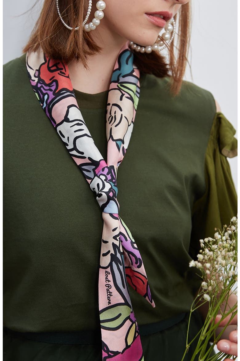 Azalea Skinny Silk Scarf, Main, color, ROUGE