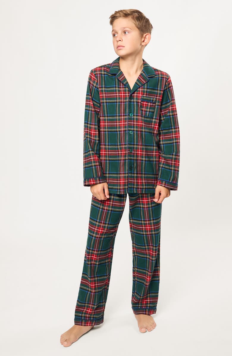 Petite Plume Kids' 2-Piece Kensington Tartan Pajamas, Alternate, color, Green