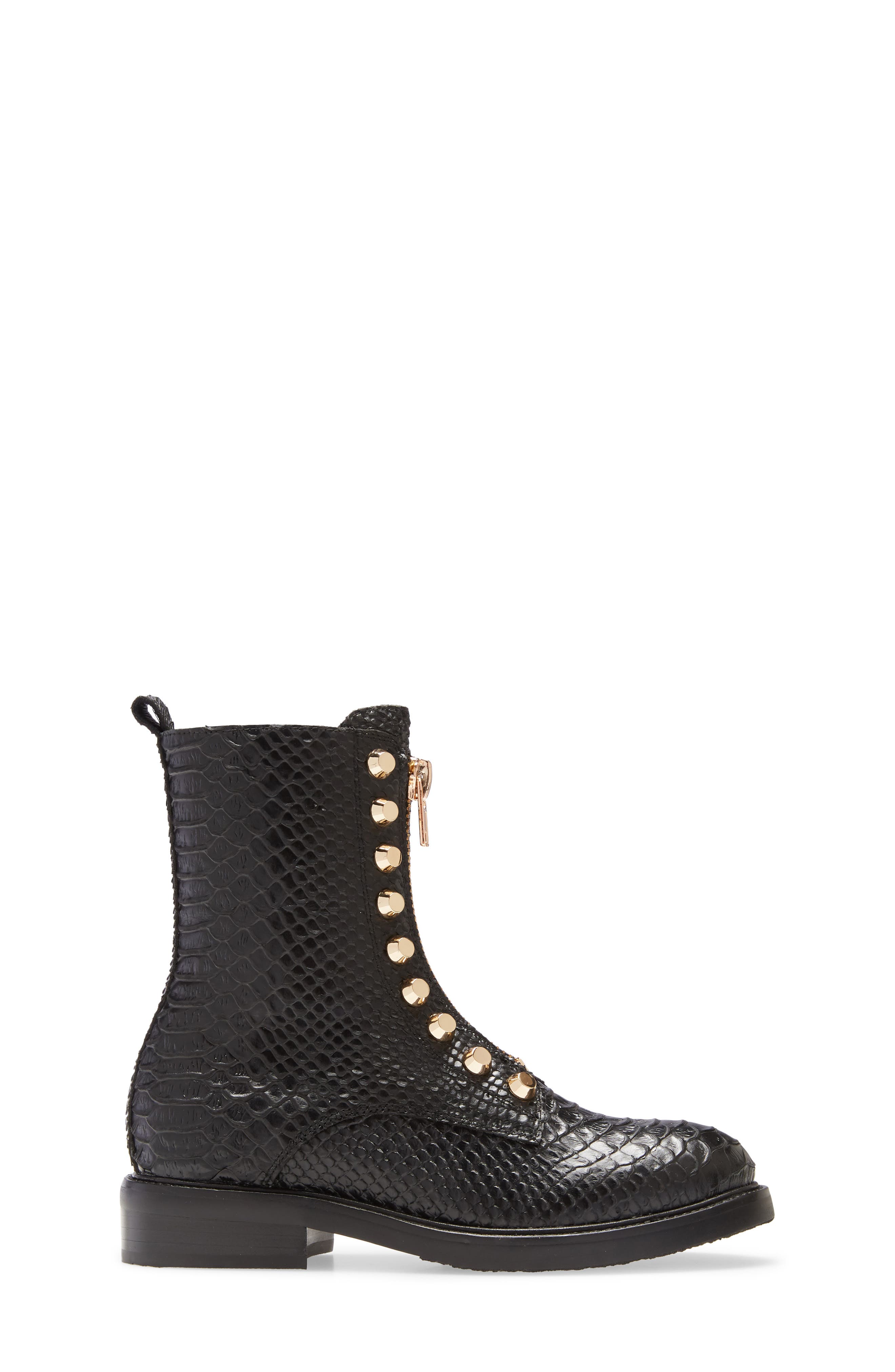 Tonette Studded Zip Boot, Alternate, color, BLACK SNAKE