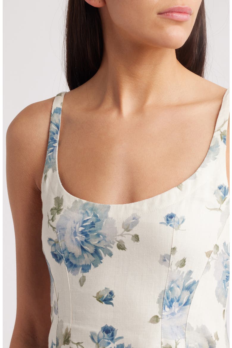 Sanne Floral Linen Minidress, Alternate, color, CECILE FLORAL - PALE BLUE