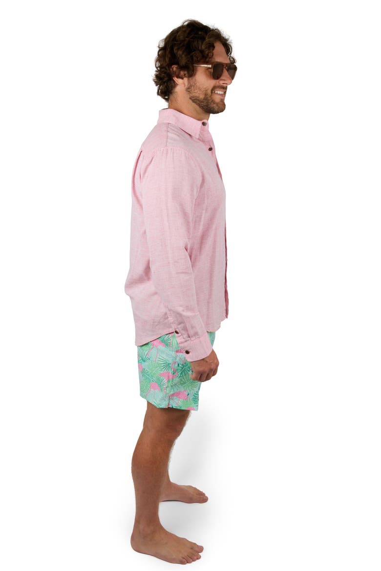 The Rosé Blusher - Long Sleeve Pink Linen Shirt, Alternate, color, Light Pink