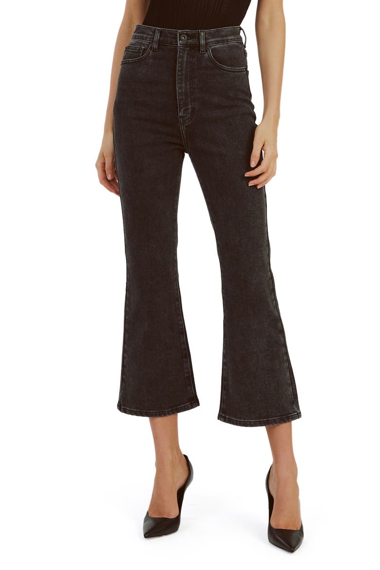 Heidi High Waist Flare Crop Jeans, Alternate, color, WASHED BLACK