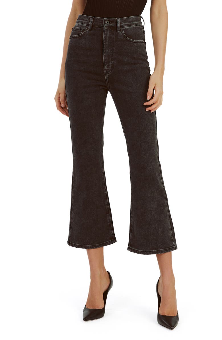 Bardot Heidi High Waist Flare Crop Jeans, Alternate, color, Washed Black