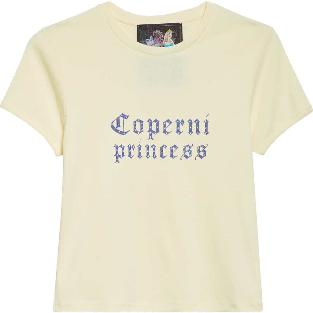 Coperni X Disney Princess Rhinestone Graphic T-shirt In Yellow