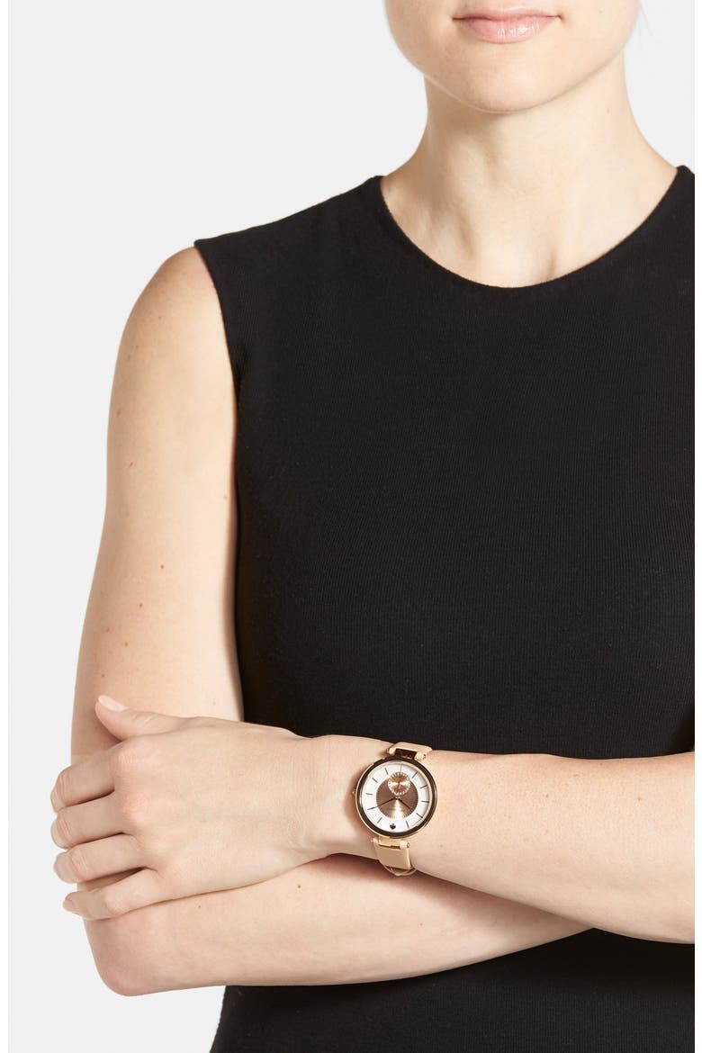 'perry' crystal accent leather strap watch, 38mm, Alternate, color, VACHETTA