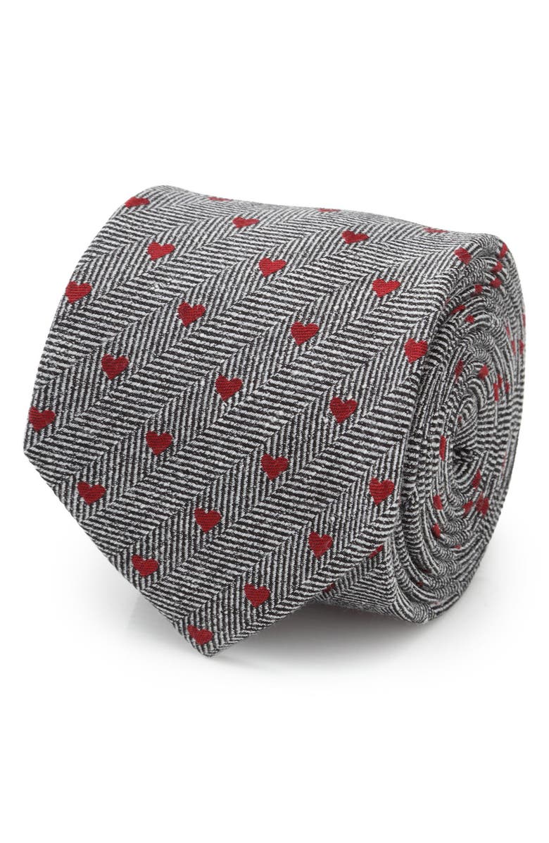 Cufflinks, Inc. Herringbone Hearts Linen Tie, Alternate, color, Black