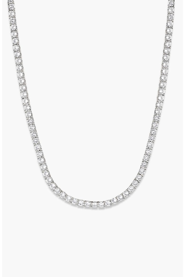 Lab Grown Sapphire Tennis Necklace, Main, color, Sterling Silver