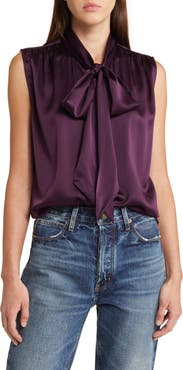 FRAME Femme Tie Neck Silk Blouse