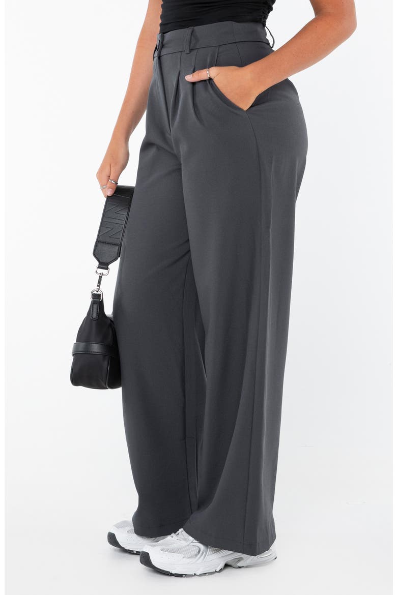 Archer Pleated High Waist Straight Leg Pants, Alternate, color, SLATE